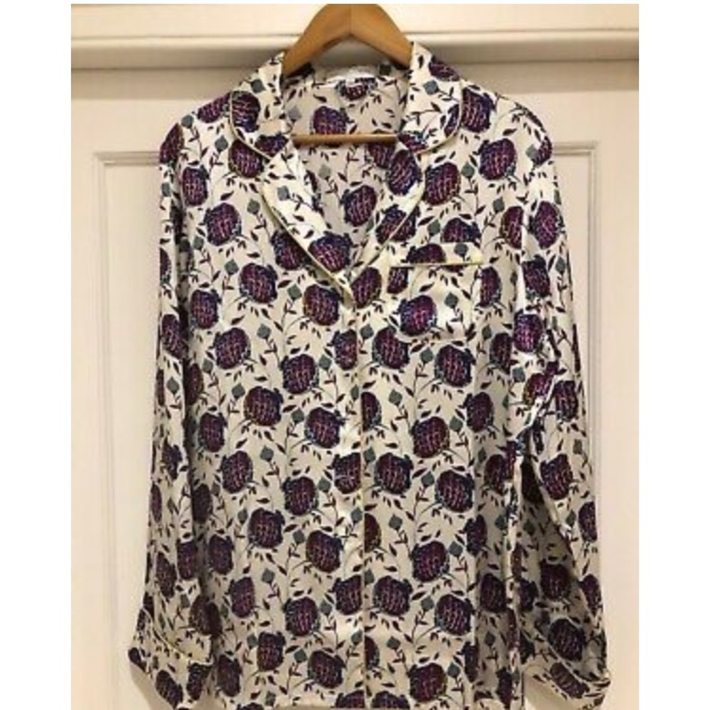 NEW Olivia Von Halle 100% Silk Luxury Pajamas, L